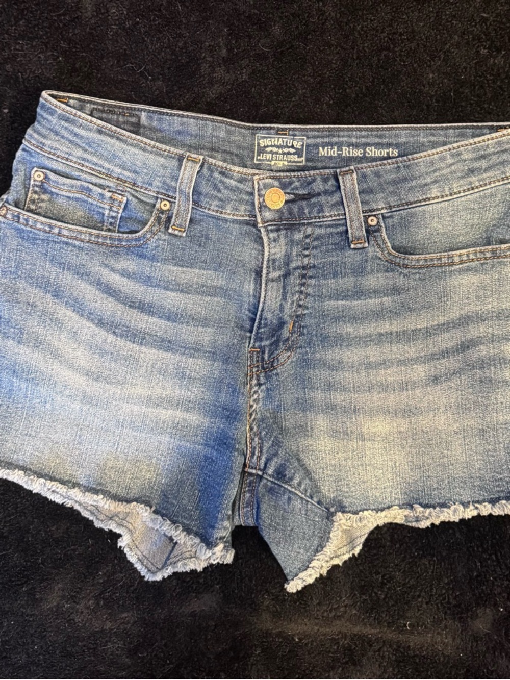 Levi's Light Blue Frayed Hem Denim Shorts